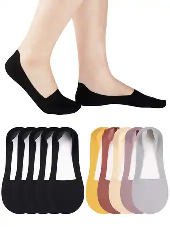 Walmart EALLCO 10 pairs Womens No Show Socks Low cut Invisible Non Slip Thin Silk Socks for Women offer