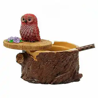 Walmart Mehoom Resin Forest Owl Stump Ashtray with Lid, Windproof offer