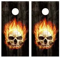 Walmart Angry Flaming Skull Barnwood Cornhole Wood Board Skin Wrap offer