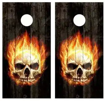 Walmart Angry Flaming Skull Barnwood Cornhole Wood Board Skin Wrap offer