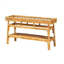 Walmart bali & pari Savitri Modern Bohemian Natural Rattan 2-Tier Console Table offer