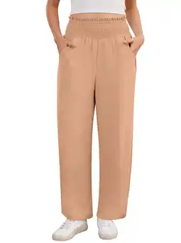 Walmart Asklazy Wide Leg Pants for Women Lightweiht Elastic Waisted Palazzo Trousers,US Size,Flesh Pink,XL offer