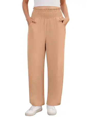 Walmart Asklazy Wide Leg Pants for Women Lightweiht Elastic Waisted Palazzo Trousers,US Size,Flesh Pink,XL offer
