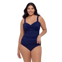 Walmart Trimshaper Women's Ava Underwire Sweetheart Solid Tankini Swim Top - Ink offer