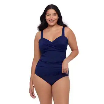 Walmart Trimshaper Women's Ava Underwire Sweetheart Solid Tankini Swim Top - Ink offer