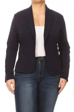 Walmart Women's Plus Size Casual Long Sleeve Fitted Solid Open Blazer Jacket offer