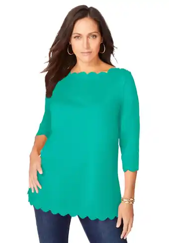 Walmart Jessica London Women's Plus Size Scallop Boatneck Tunic offer