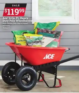 Ace Hardware Ace 6 Cu. Ft. Heavy Duty Poly Wheelbarrow offer