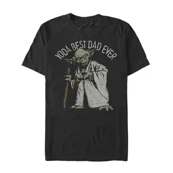 Walmart Men's Star Wars Yoda Best Dad Ever Graphic Tee Black Medium offer
