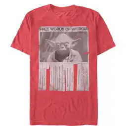 Walmart Men's Star Wars Yoda Words of Wisdom Graphic Tee Red Heather Large offer
