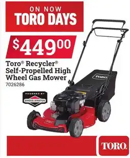 Ace Hardware Toro Recycler Self-Propelled High Wheel Gas Mower offer