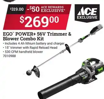 Ace Hardware EGO POWER + 56V Trimmer & Blower Combo Kit offer