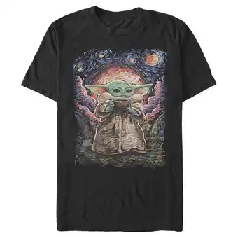 Walmart Men's Star Wars: The Mandalorian The Child Starry Night Graphic Tee Black Medium offer