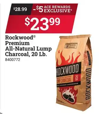 Ace Hardware Rockwood Premium All-Natural Lump Charcoal, 20 Lb offer