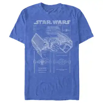Walmart Men's Star Wars TIE Fighterprint Graphic Tee Royal Blue Heather 2X Large offer