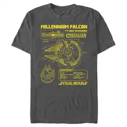 Walmart Men's Star Wars Millennium Falcon Schematics Graphic Tee Charcoal Heather Medium offer