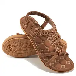 Walmart Ecetana Women's Flat Sandals Summer Casual Beach Sandal Ankle Elastic Jeweled Bohemian Shoes offer