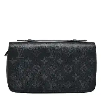Walmart Pre-Owned Louis Vuitton Monogram Eclipse Zippy XL Round Long Wallet M61698 Black PVC... (Good) offer