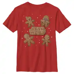 Walmart Boy's Star Wars Christmas Gingerbread Characters Graphic Tee Red Large offer