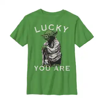 Walmart Boy's Star Wars St. Patrick's Day Yoda Lucky You Are Graphic Tee Kelly Green Large offer