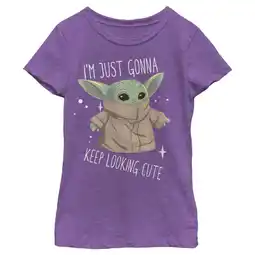 Walmart Girl's Star Wars: The Mandalorian The Child Looking Cute Graphic Tee Purple Berry Large offer