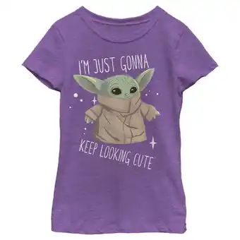 Walmart Girl's Star Wars: The Mandalorian The Child Looking Cute Graphic Tee Purple Berry Large offer