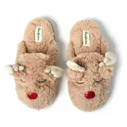 Walmart Dearfoams Women's Shay Holiday Christmas Reindeer Scuff Slipper offer