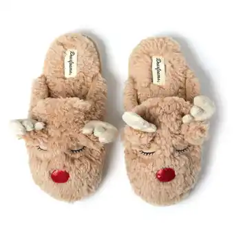 Walmart Dearfoams Women's Shay Holiday Christmas Reindeer Scuff Slipper offer