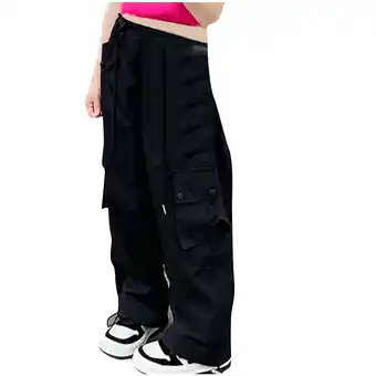 Walmart Hurxie Deals Girls Cargo Pants Solid Color Workout Bottoms Hiphop Streetwear 11 Years offer