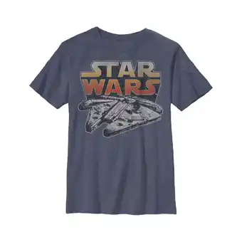 Walmart Boy's Star Wars The Falcon Graphic Tee Navy Blue Heather Small offer