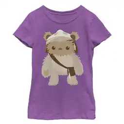 Walmart Girl's Star Wars Cute Cartoon Ewok Graphic Tee Purple Berry Large offer