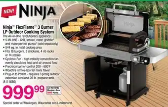 Ace Hardware Ninja FlexFlame 3 Burner LP Outdoor Cooking System offer