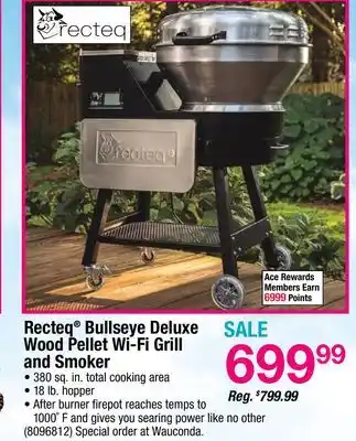 Ace Hardware Recteq Bullseye Deluxe Wood Pellet Wi-Fi Grill and Smoker offer
