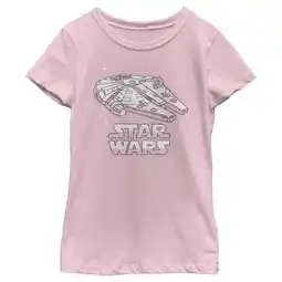 Walmart Girl's Star Wars Cute Millennium Falcon Graphic Tee Light Pink Small offer
