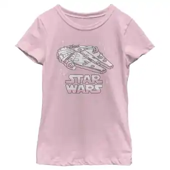 Walmart Girl's Star Wars Cute Millennium Falcon Graphic Tee Light Pink Small offer