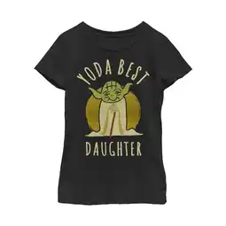 Walmart Star Wars Girl's Yoda Best Daughter Cartoon Graphic Tee Black Size X-Large offer