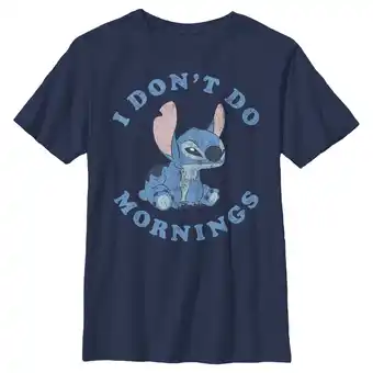 Walmart Boy's Lilo & Stitch I Don't Do Mornings Light Blue Graphic Tee Navy Blue Medium offer