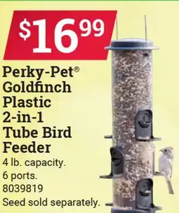 Ace Hardware Perky-Pet Goldfinch Plastic 2-in-1 Tube Bird Feeder offer