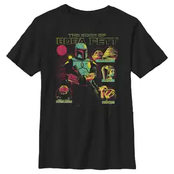 Walmart Boy's Star Wars: The Book of Boba Fett Distressed Character Line-up Graphic Tee Black Medium offer