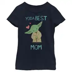 Walmart Girl's Star Wars: The Empire Strikes Back Mother's Day Best Mom Yoda Graphic Tee Navy Blue Medium offer