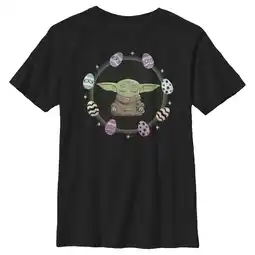 Walmart Boy's Star Wars: The Mandalorian Grogu Easter Egging Around Graphic Tee Black Medium offer