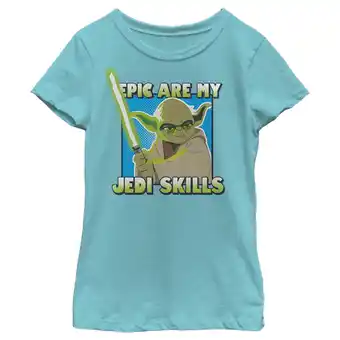 Walmart Girl's Star Wars: Galaxy of Adventures Yoda Epic Jedi Skills Graphic Tee Tahiti Blue Medium offer