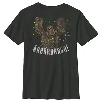 Walmart Boy's Star Wars Christmas Chewbacca Lights Graphic Tee Black Large offer