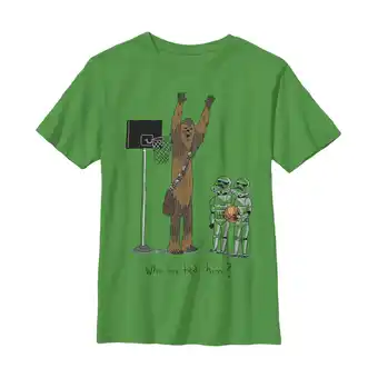 Walmart Boy's Star Wars Chewbacca Basketball Who Invited Him Graphic Tee Kelly Green X Small offer