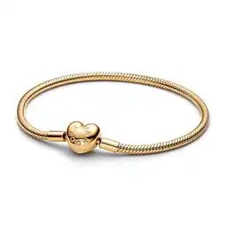 Walmart Pandora Moments Heart Clasp Snake Chain Bracelet, 14k Gold, 6.9 in, With Gift Box offer