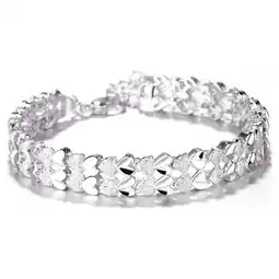 Walmart 18K White Gold Diamond Cut Two Row Heart Bracelet offer