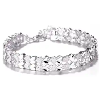 Walmart 18K White Gold Diamond Cut Two Row Heart Bracelet offer