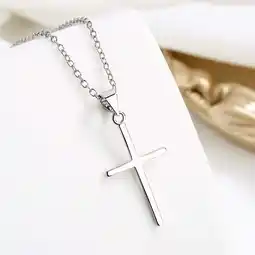 Walmart Sterling Silver Polished Minimalst Pettie Cross Pendant Necklace offer