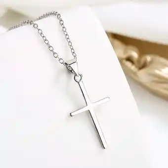 Walmart Sterling Silver Polished Minimalst Pettie Cross Pendant Necklace offer