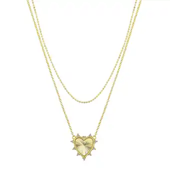 Walmart Believe by Brilliance Women's Cubic Zirconia Heart Layered Necklace Set, 16+2/18+2 offer